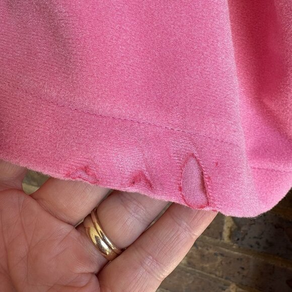 VTG Vanity Fair Tie Wrap Pink Robe XL Right Side Pocket MIDI Cottage Retro BURN - Picture 5 of 9